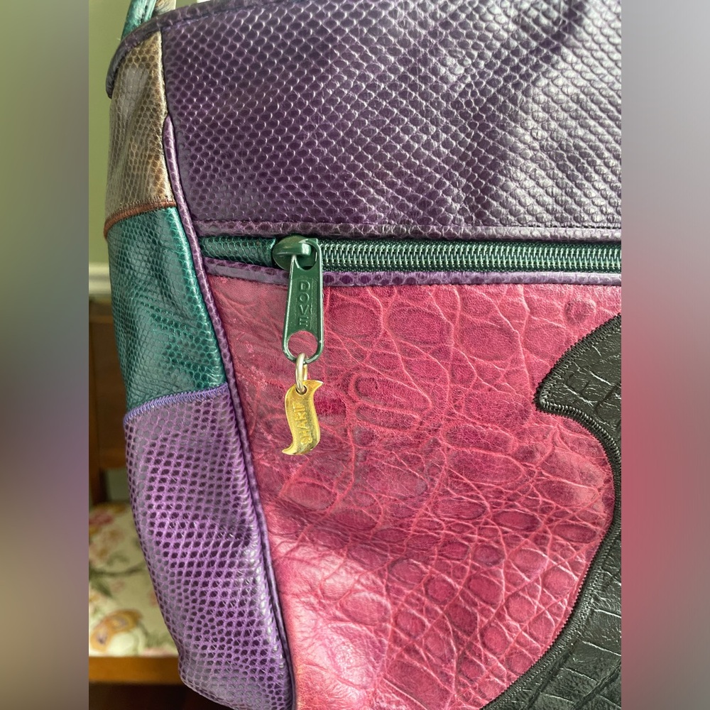 Leather Vintage Sharif Patchwork Purse | Jewel Tones | Crossbody Fantasy - Picture 3 of 16